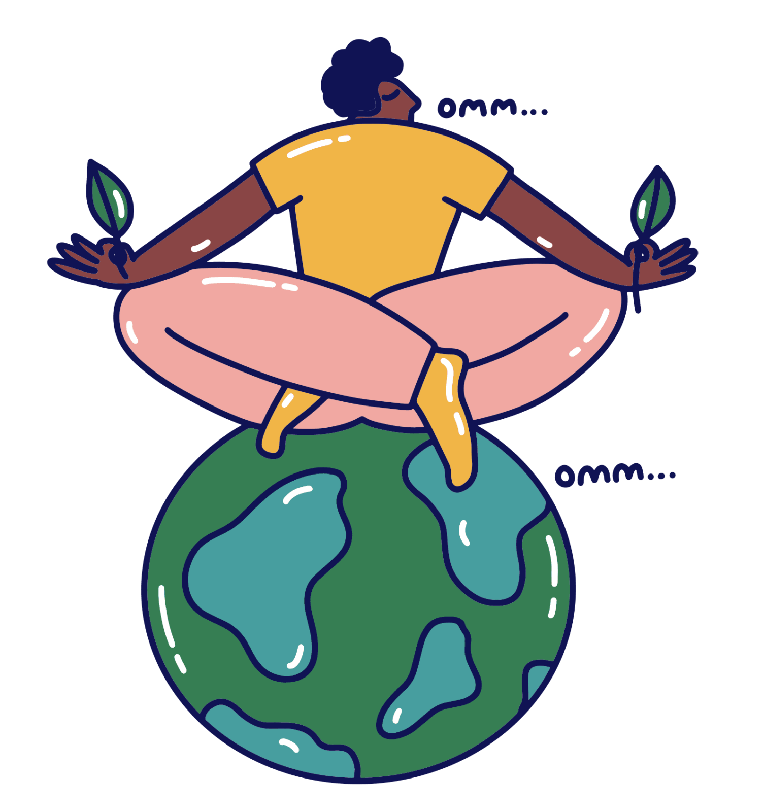 Person sitting on globe, meditating